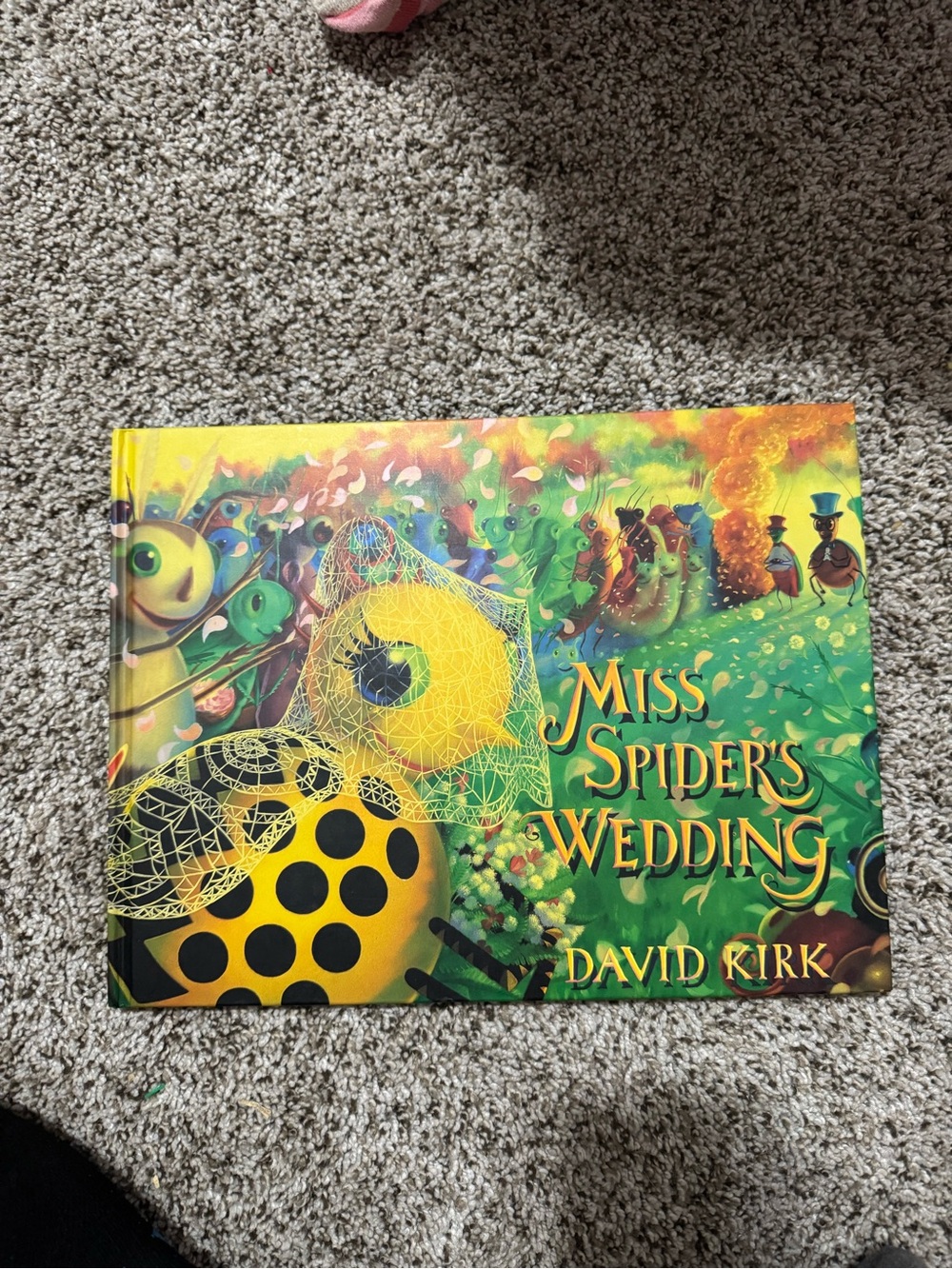 Miss Spider's Wedding by David Kirk - Vibrant Yellow & Green Cover